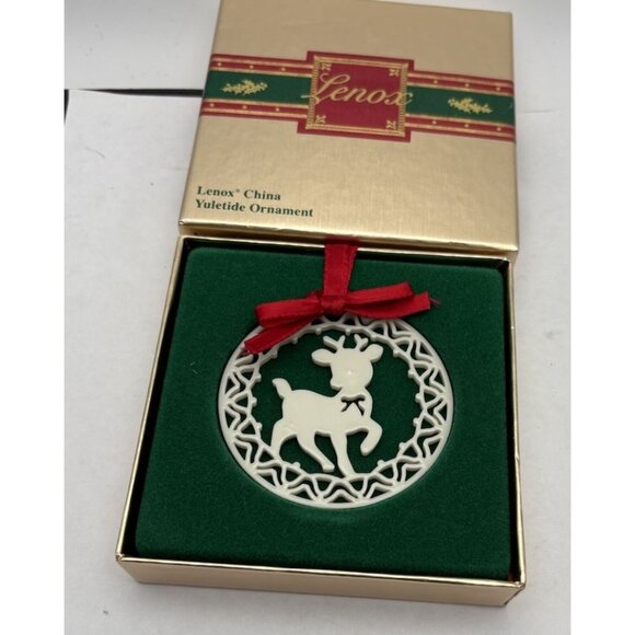 LENOX Reindeer Yuletide Christmas Ornament 1987 Rare Collector Piece - Picture 2 of 4